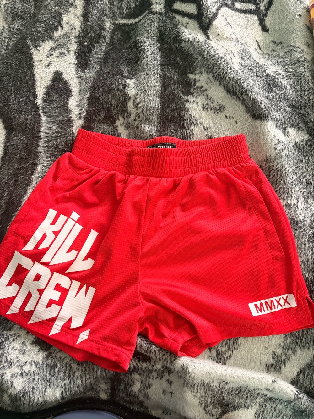 Red 'KILL CREW' Athletic Shorts